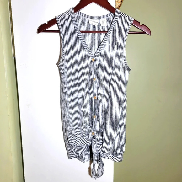 ❤️ 3 For $35 Rachel Zoe full linen sleeveless tank top blouse button shirt XS - Picture 1 of 6